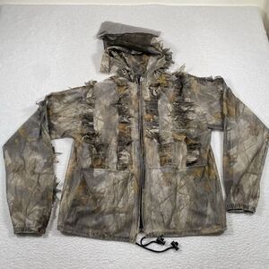 VTG Realtree Jacket Men S/M Camo Leafy‎ Full Zip Hunting Hood Mesh Lightweight